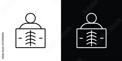 X ray icon in black line illustration. Design logo for app, UI.