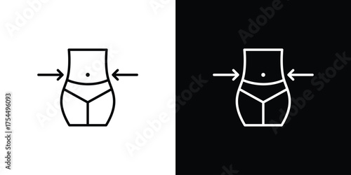Women waist icon in black line illustration. Design logo for app, UI.