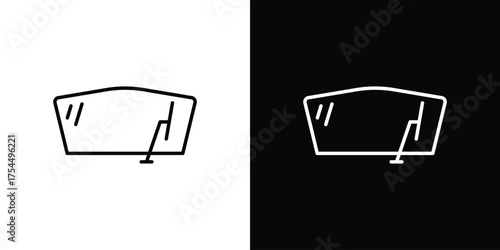 Windscreen icon in black line illustration. Design logo for app, UI.