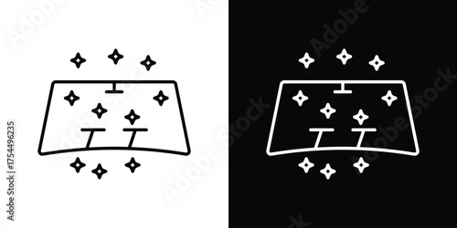 Windscreen icon in black line illustration. Design logo for app, UI.