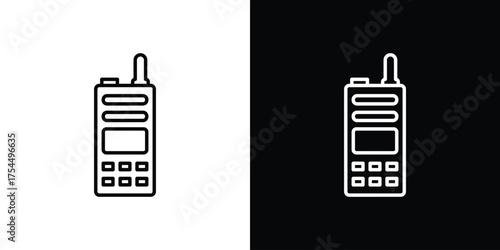 Walkie talkie icon in black line illustration. Design logo for app, UI.