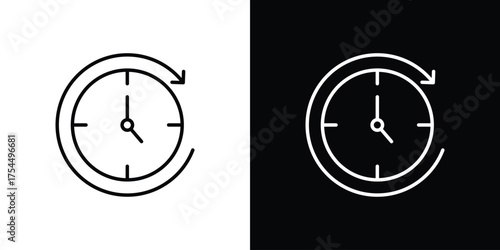 Wait time icon in black line illustration. Design logo for app, UI.