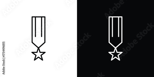 Veteran icon in black line illustration. Design logo for app, UI.