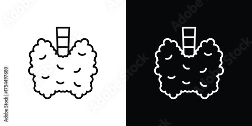 Thyroid gland icon in black line illustration. Design logo for app, UI.