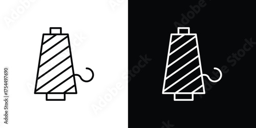 Thread icon in black line illustration. Design logo for app, UI.