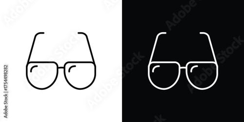 Sun glasses icon in black line illustration. Design logo for app, UI.
