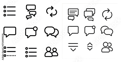 Communication and interaction outline icons set – linear, chat, messaging symbols