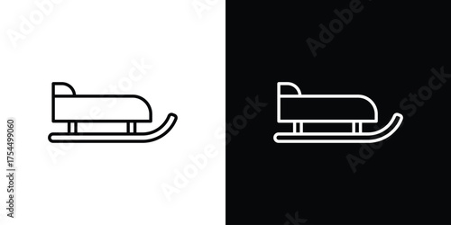 Sled icon in black line illustration. Design logo for app, UI.