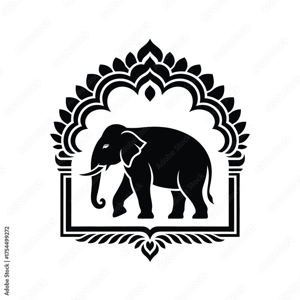 Obraz premium Majestic elephant silhouette vector illustration for elegant graphic design and iconic branding projects silhouette vector illustration white background