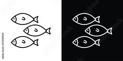 Shoal icon in black line illustration. Design logo for app, UI.