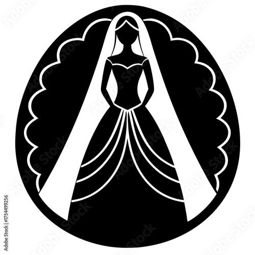 Elegant Bride Icon – Wedding Illustration for Printable Designs