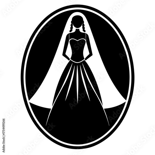 Elegant Bride Icon – Wedding Illustration for Printable Designs