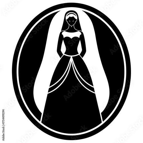 Elegant Bride Icon – Wedding Illustration for Printable Designs