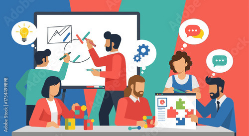 Teamwork and collaboration in a business meeting.