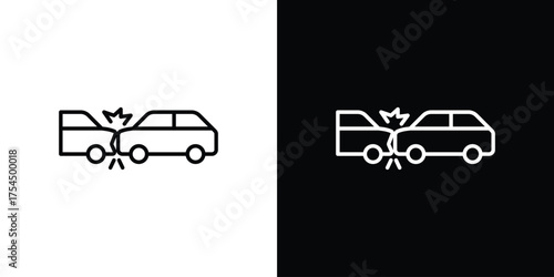 Rear end collision icon in black line illustration. Design logo for app, UI.