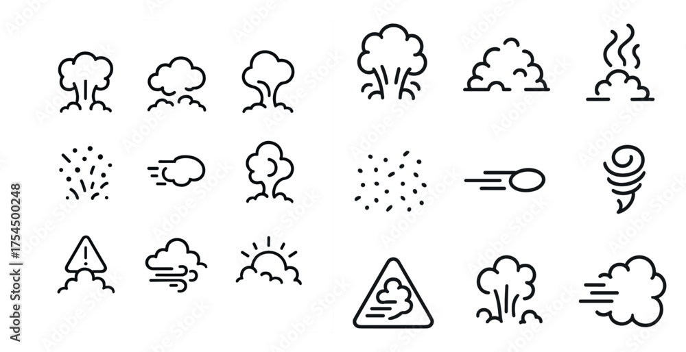 Fototapeta premium Weather and nature outline icons set – line, climate, environment symbols