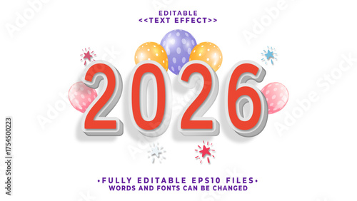 3d modern 2026 new year text effect
