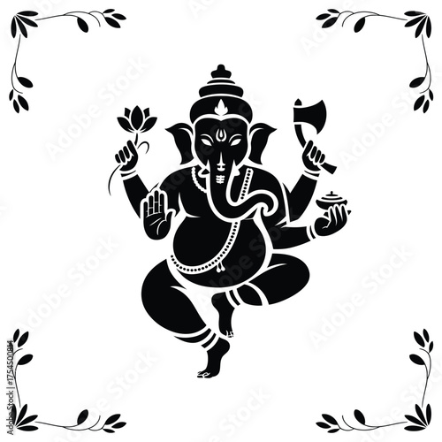Scalable vector silhouette illustration of lord ganesha icon eps for religious and cultural designs silhouette vector illustration white background