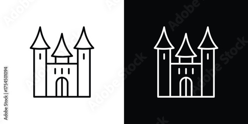 Palace icon in black line illustration. Design logo for app, UI.