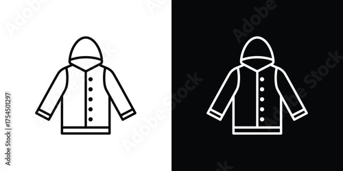 Nylon jacket icon in black line illustration. Design logo for app, UI.