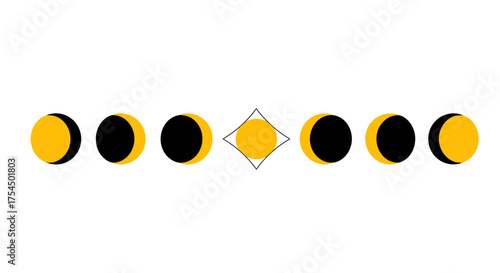 Phases of the Moon and Sun Eclipse Celestial Event.
