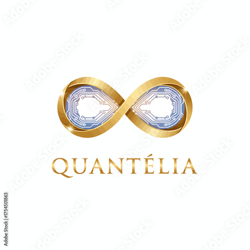 Metallic infinity loop in silver-blue gradient, symbol of endless innovation.