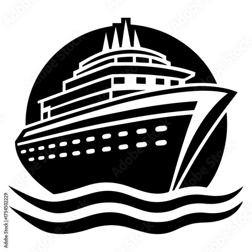 "Luxury Cruise Ship Icon – Printable Vector Graphic for Travel & Maritime Designs"