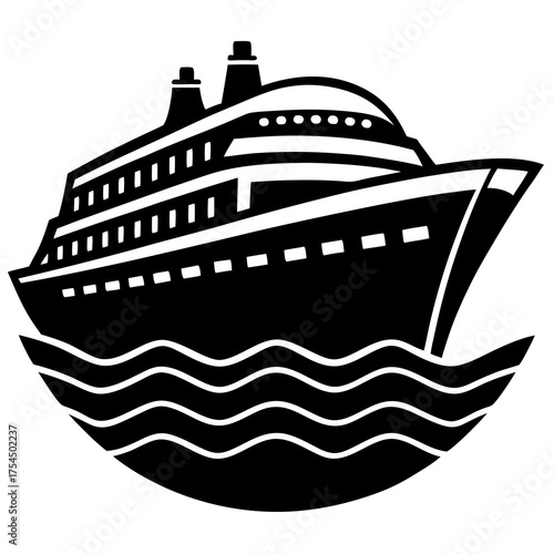 "Luxury Cruise Ship Icon – Printable Vector Graphic for Travel & Maritime Designs"