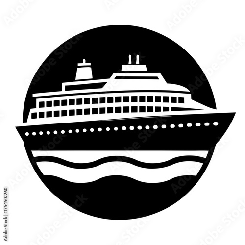 "Luxury Cruise Ship Icon – Printable Vector Graphic for Travel & Maritime Designs"