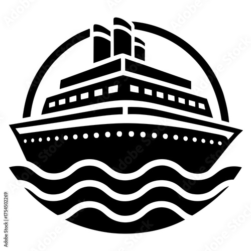 "Luxury Cruise Ship Icon – Printable Vector Graphic for Travel & Maritime Designs"