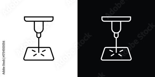 Laser machine icon in black line illustration. Design logo for app, UI.