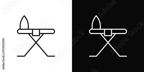 Iron board icon in black line illustration. Design logo for app, UI.