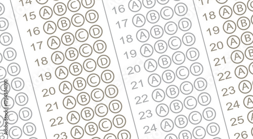 multiple choice answer paper.	
