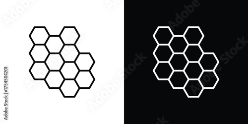 Honeycomb icon in black line illustration. Design logo for app, UI.