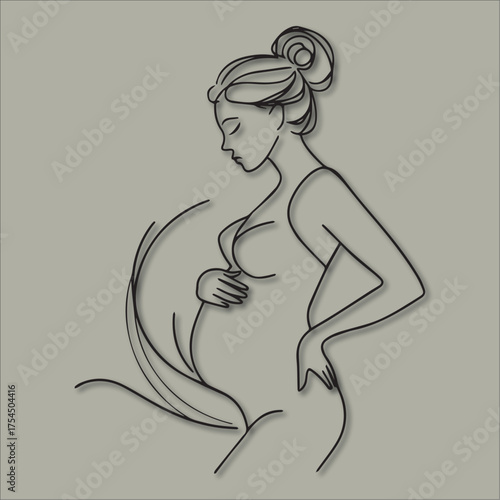 Pregnant Woman Line Art