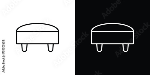 Footstool icon in black line illustration. Design logo for app, UI.