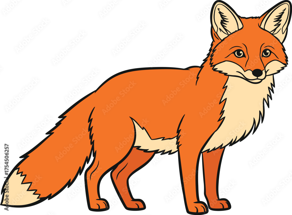 Obraz premium Red Fox Cartoon vector Illustration