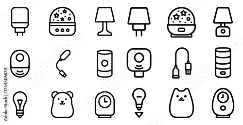 Home decor and appliances line icons set – outline, silhouette, interior essentials