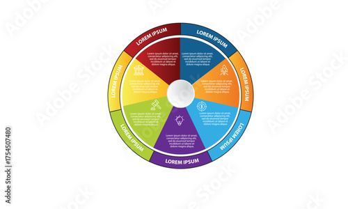 Collection of vector circle chart infographic templates for presentations, advertising, layouts, annual reports. 7 options, steps, parts	