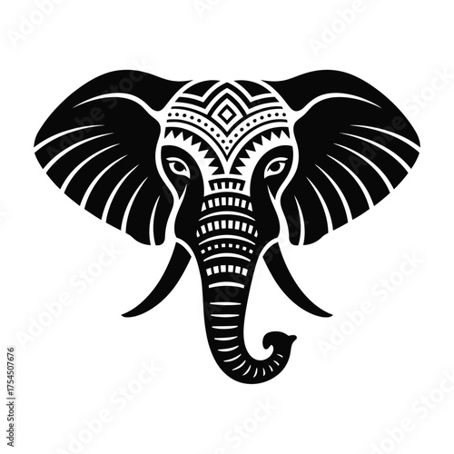 Wallpaper Mural Tribal elephant head vector illustration scalable eps icon for wildlife design silhouette vector illustration white background Torontodigital.ca