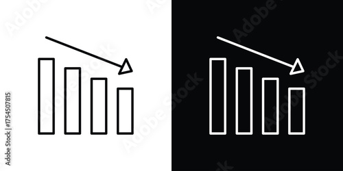 Decrease icon in black line illustration. Design logo for app, UI.