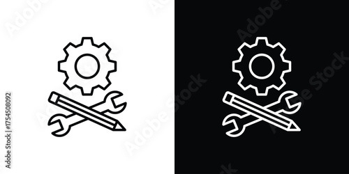 Customized icon in black line illustration. Design logo for app, UI.