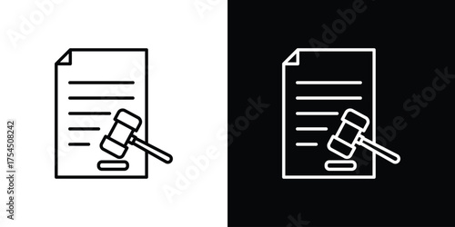 Corporative law icon in black line illustration. Design logo for app, UI.