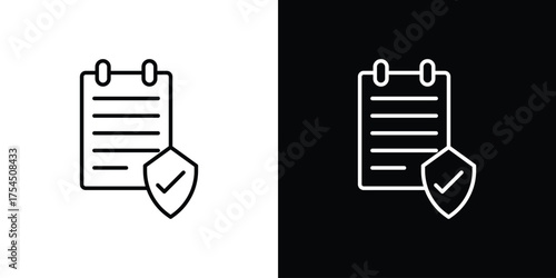 Contract coverage icon in black line illustration. Design logo for app, UI.