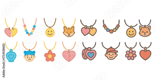 Jewelry and accessories flat icons set – outline, filled, fashion design symbols