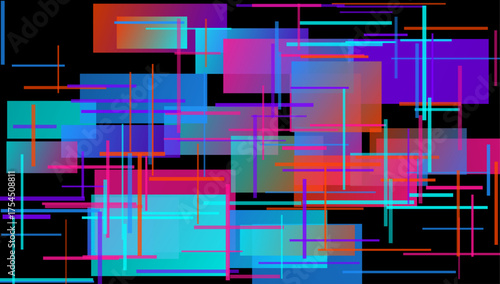 Vibrant colorful glitch pixel abstract digital vector design background