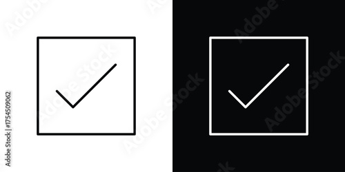 Check Square icon in black line illustration. Design logo for app, UI.