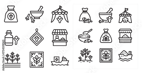 Organic product line icons set – outline, eco symbols for health and nature