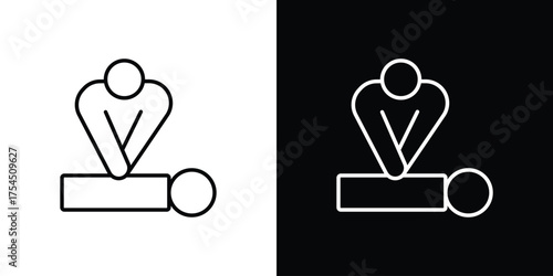 CPR icon in black line illustration. Design logo for app, UI.