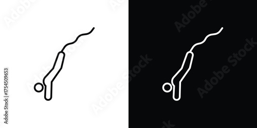 Bungee jumping icon in black line illustration. Design logo for app, UI.